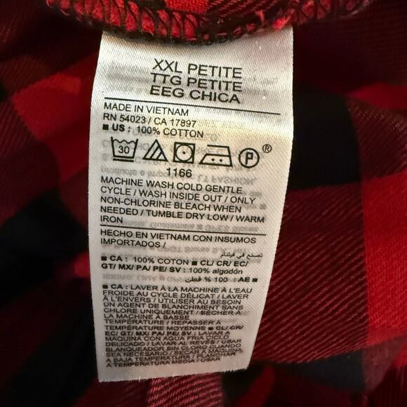 Old Navy Women’s Red Buffalo Plaid Flannel Jogger Pants XXL Petite Elastic Waist - Picture 5 of 7